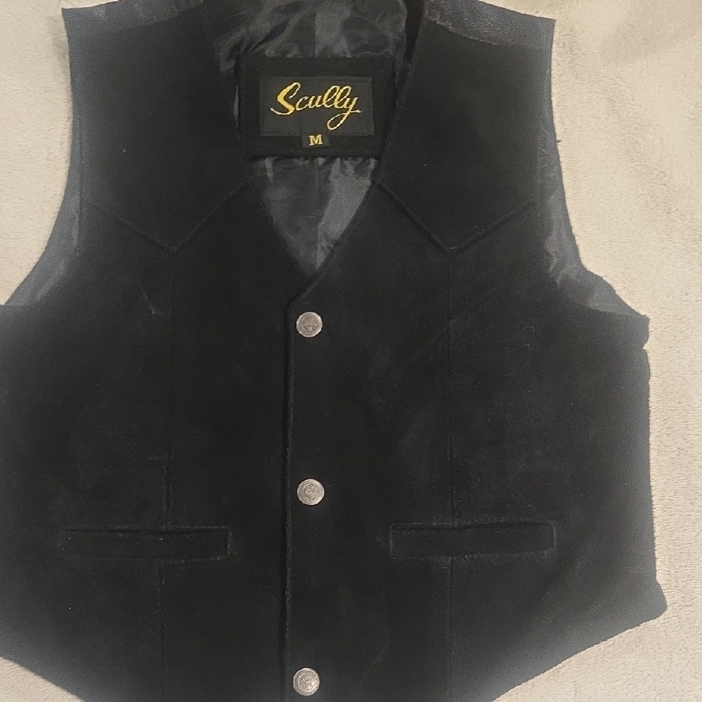 Scully Black Velvet Vest Classic Design